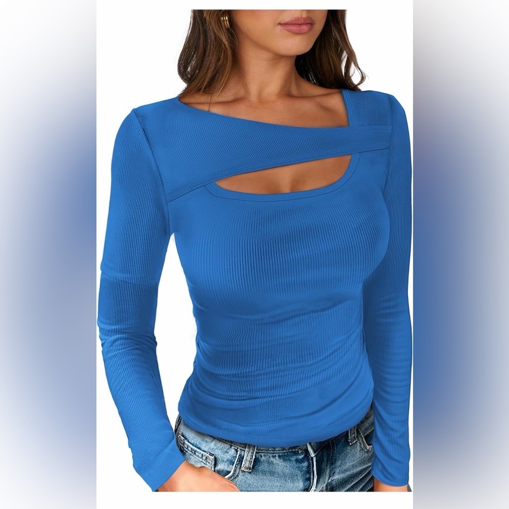 🆕Sexy Long Sleeve Shirts Ribbed Slim Fit Tee